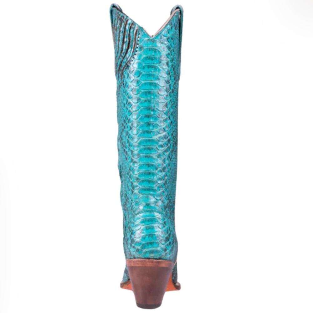 Corral Turquoise Snakeskin Western Heel Boots - Picture 3 of 7